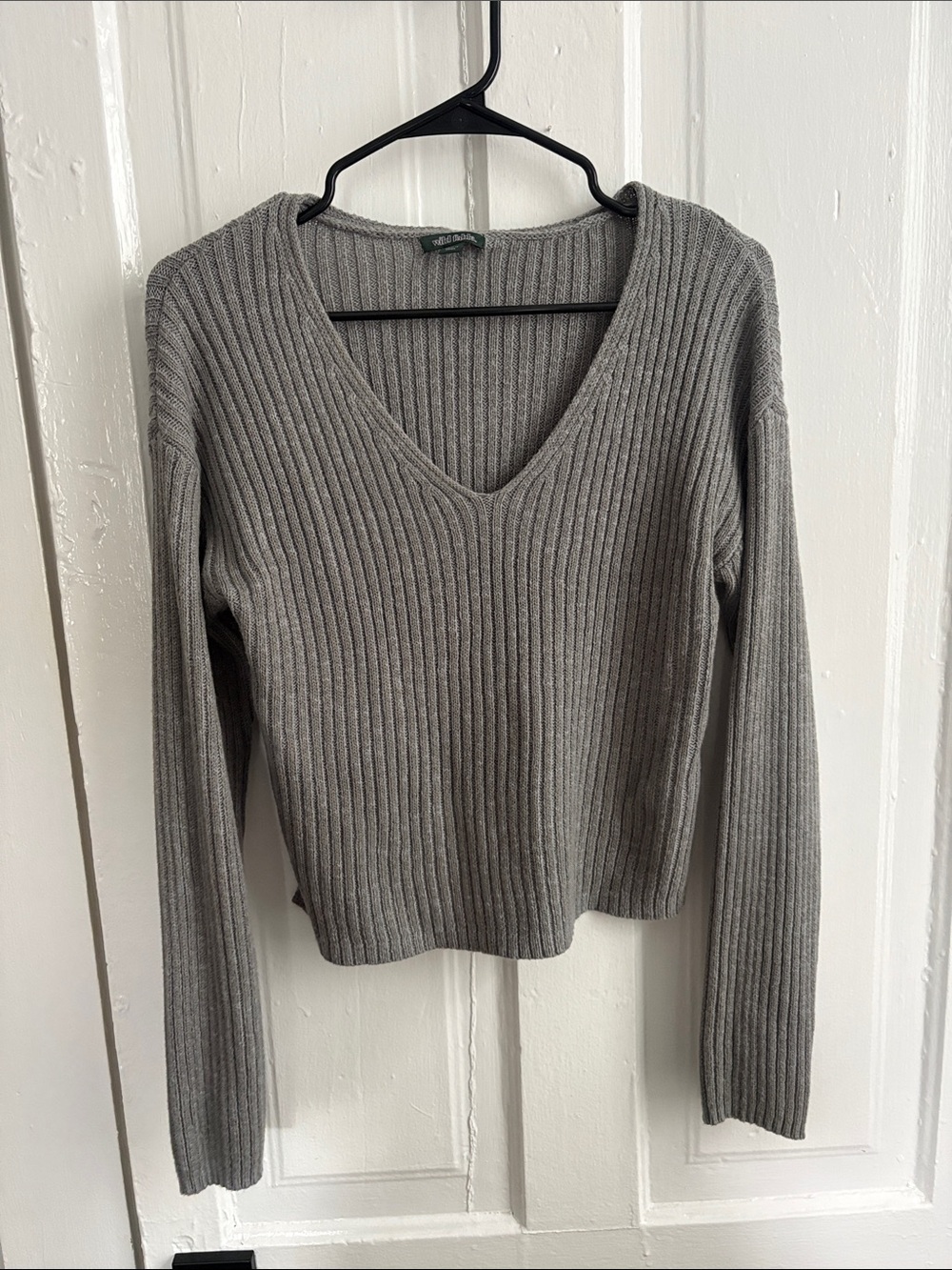 wild fable Ribbed V-Neck Long-Sleeve Sweater - Gray